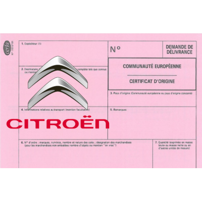 Certificado europeo de cumplimiento para comercial CITROEN
