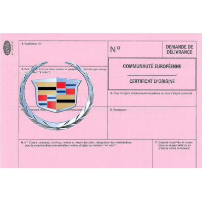 European Certificate of Compliance for Cadillac Utility