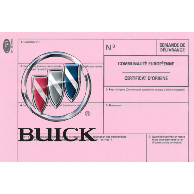 Certificado europeo de cumplimiento para el coche Buick