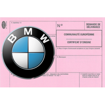 Certificat de conformité Européen pour voiture BMW