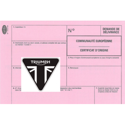 Certificado Europeu de Conformidade para o Triumph Moto