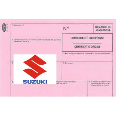 Certificado europeo de cumplimiento para el coche de Suzuki