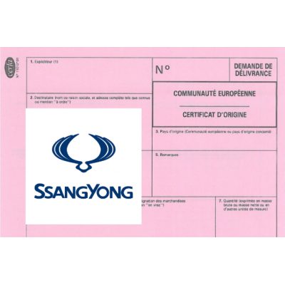 Certificado Europeu de Conformidade para utilidade Ssangyong