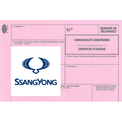 European Certificate of Compliance for Ssangyong Utility