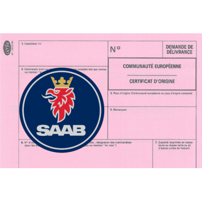 Certificado europeo de cumplimiento para el coche SAAB