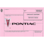 European Certificate of Compliance for Car Pontiac