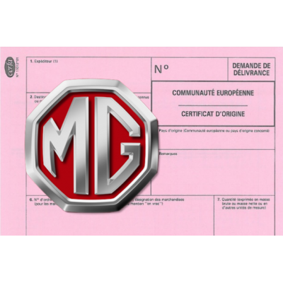 Certificado europeo de cumplimiento para MG Car.
