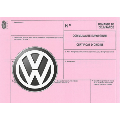 Certificado europeo de cumplimiento para comercial Volkswagen
