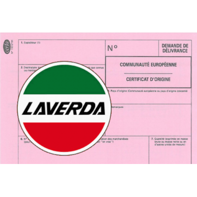 Certificado europeo de cumplimiento para dos ruedas Laverda.