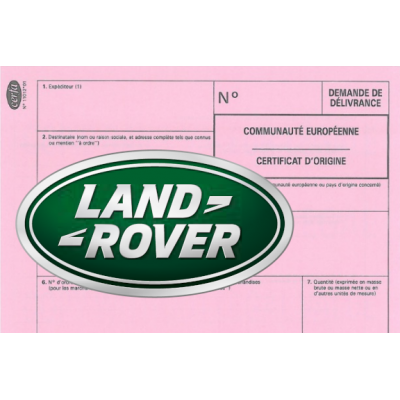 Certificado europeo de cumplimiento para el coche Land Rover