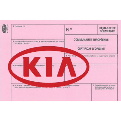 Certificado Europeu de Conformidade para o Carro de Kia