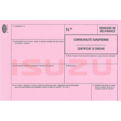 Certificado europeo de cumplimiento para comercial Isuzu.